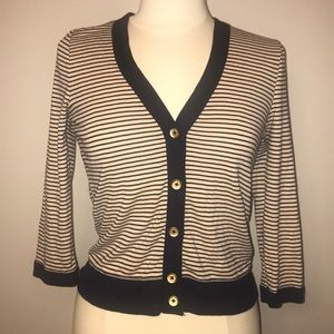 J. Crew Navy Blue Striped Cardigan